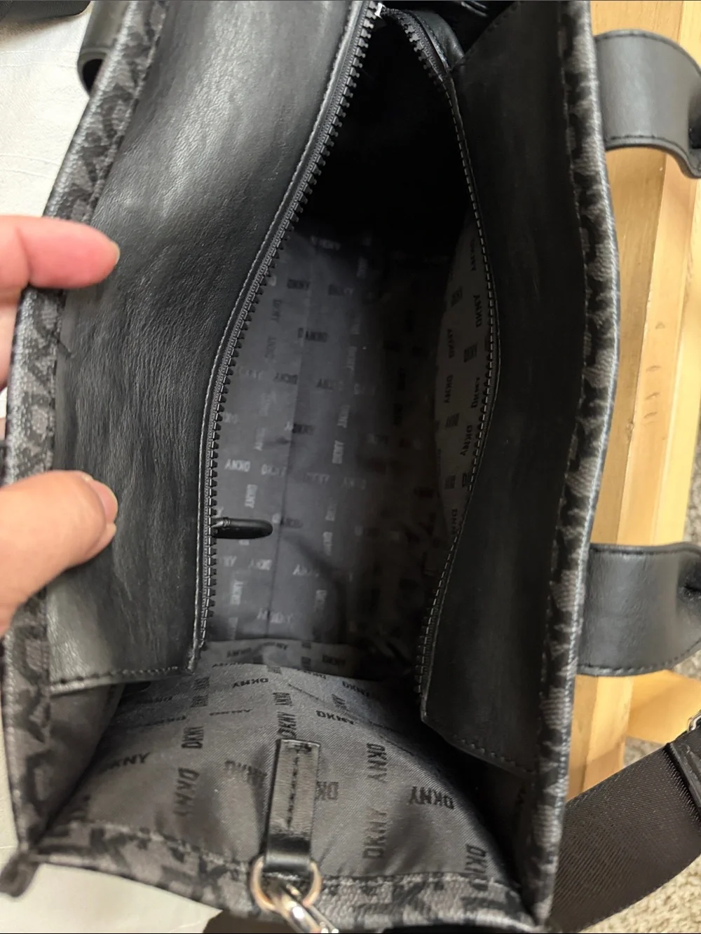 DKNY Black and Charcoal Logo Tote